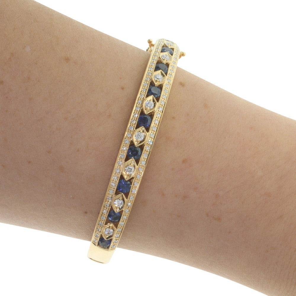 18ct Yellow Gold Sapphire Diamond Bracelet Walker Hall
