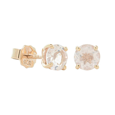 9ct Yellow Gold Rose Quartz Studs - Earrings - Walker & Hall