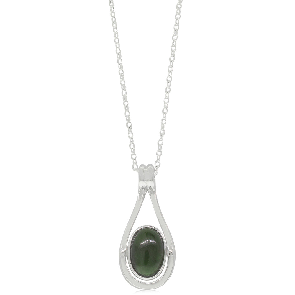 Sterling Silver NZ Greenstone & Paua Pendant - Walker & Hall