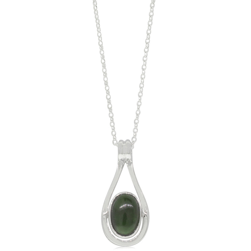 Sterling Silver NZ Greenstone & Paua Pendant - Walker & Hall