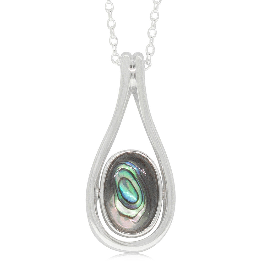 Sterling Silver NZ Greenstone Paua Pendant Walker Hall