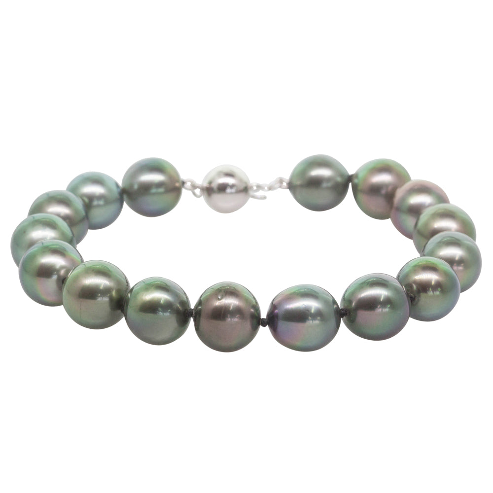 9ct White Gold Tahitian Black Pearl Bracelet - Walker & Hall