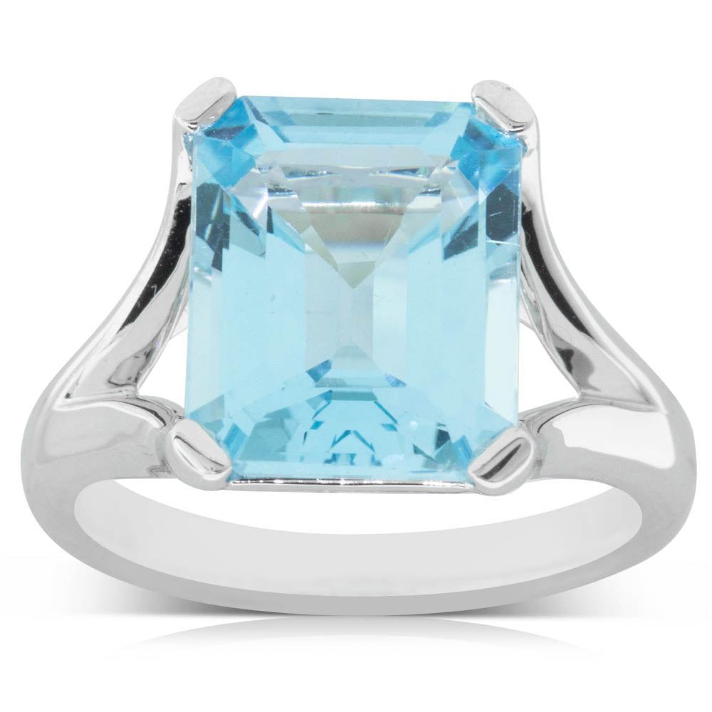 14ct White Gold Blue Topaz Verona Ring - Walker & Hall