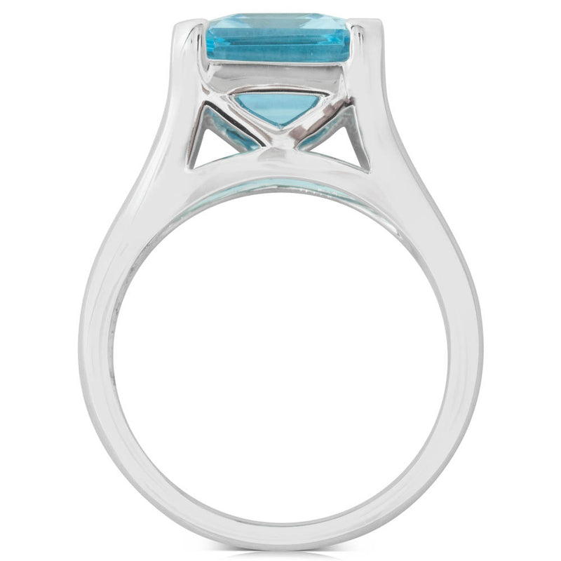 14ct White Gold Blue Topaz Verona Ring - Walker & Hall