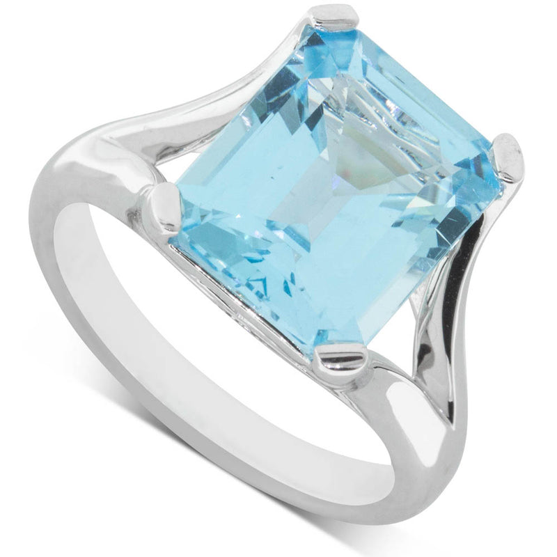 14ct White Gold Blue Topaz Verona Ring - Walker & Hall