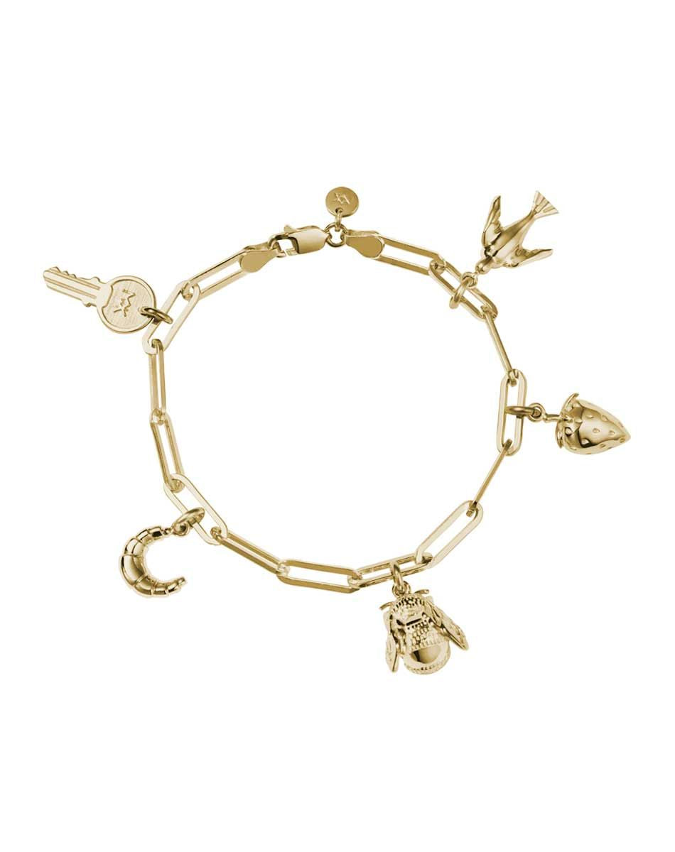 Personalised 18ct Gold Plated Heart Charm Bracelet