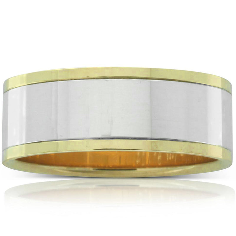 Yellow & White Gold Flat Men's Ring - Walker & Hall