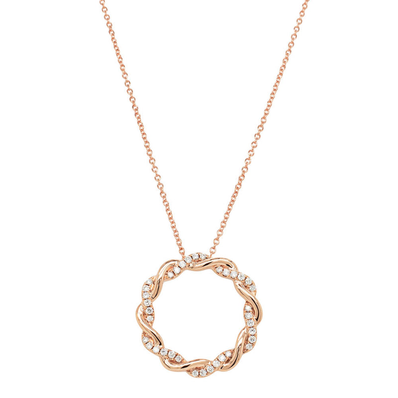 18ct Rose Gold Diamond Sienna Pendant - Necklace - Walker & Hall