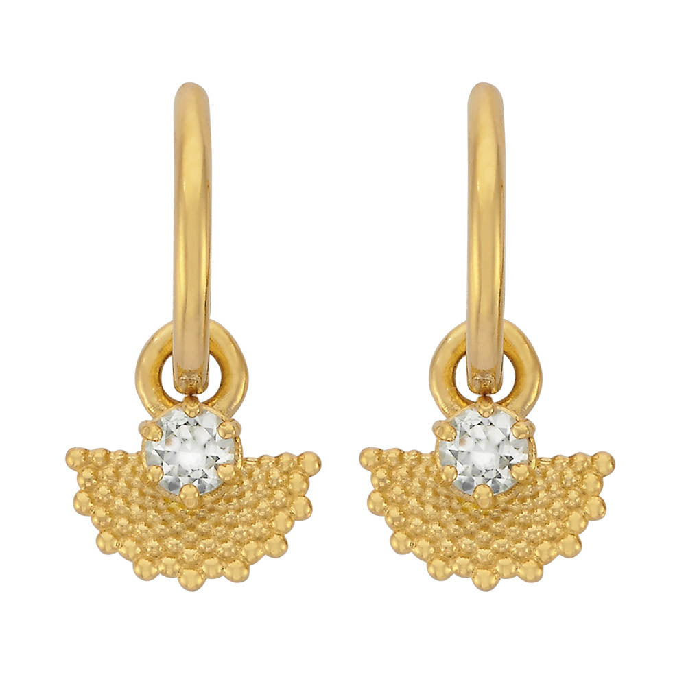 Zoe & Morgan Eos Earrings - Gold Plated & White Zircon - Earrings - Walker & Hall